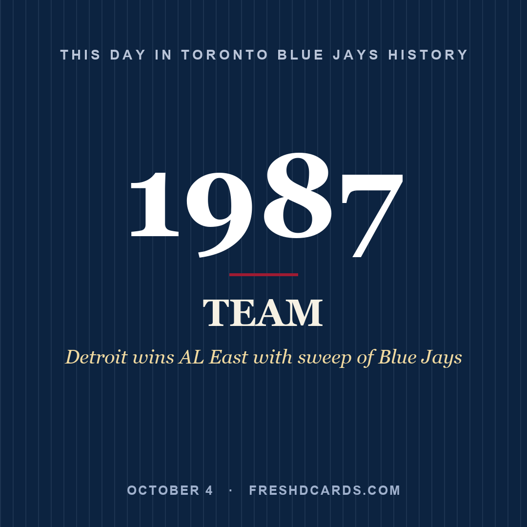 Toronto Blue Jays: Toronto Blue Jays, 1987, Detroit wins AL East with sweep of Blue Jays