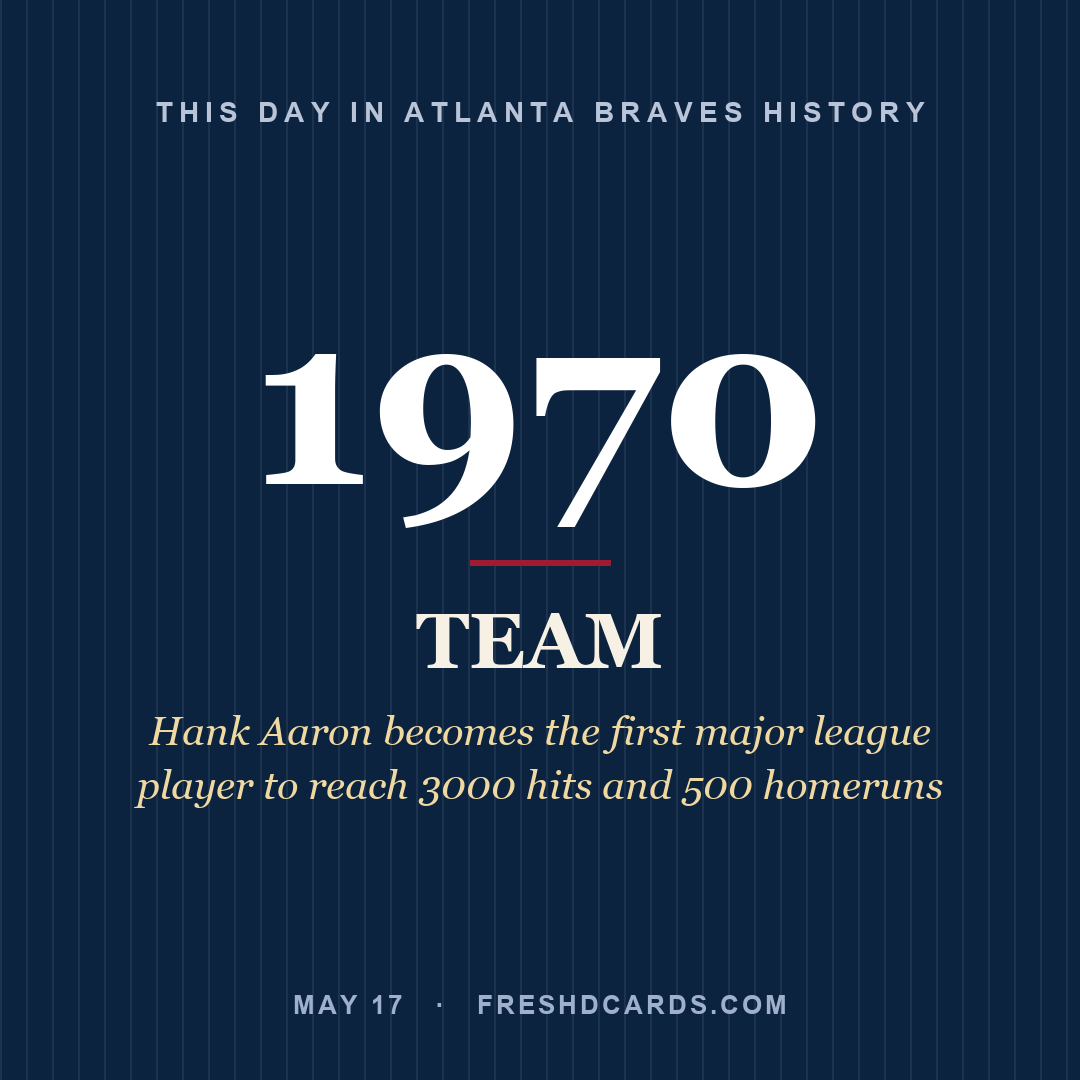 Atlanta Braves: Atlanta Braves, 1970, Hank Aaron becomes the first major league player to reach 3000 hits and 500 homeruns