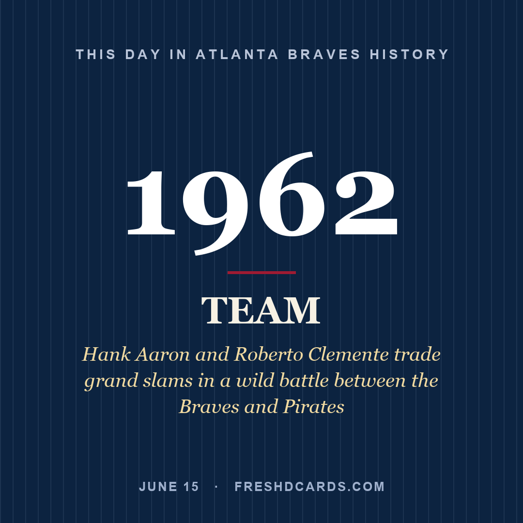 Atlanta Braves: Atlanta Braves, 1962, Hank Aaron and Roberto Clemente trade grand slams in a wild battle between the Braves and Pirates