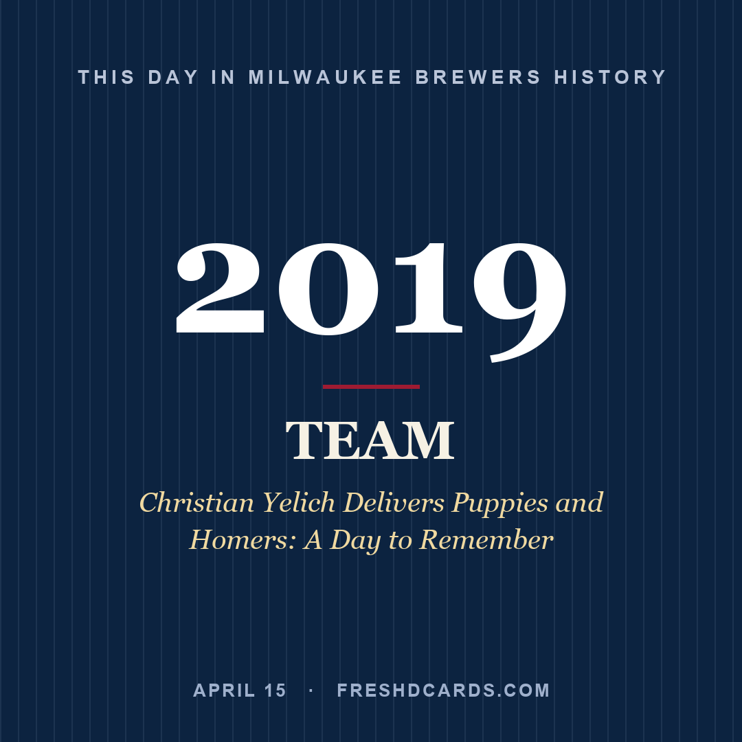 Milwaukee Brewers: Milwaukee Brewers, 2019, Christian Yelich Delivers Puppies and Homers: A Day to Remember