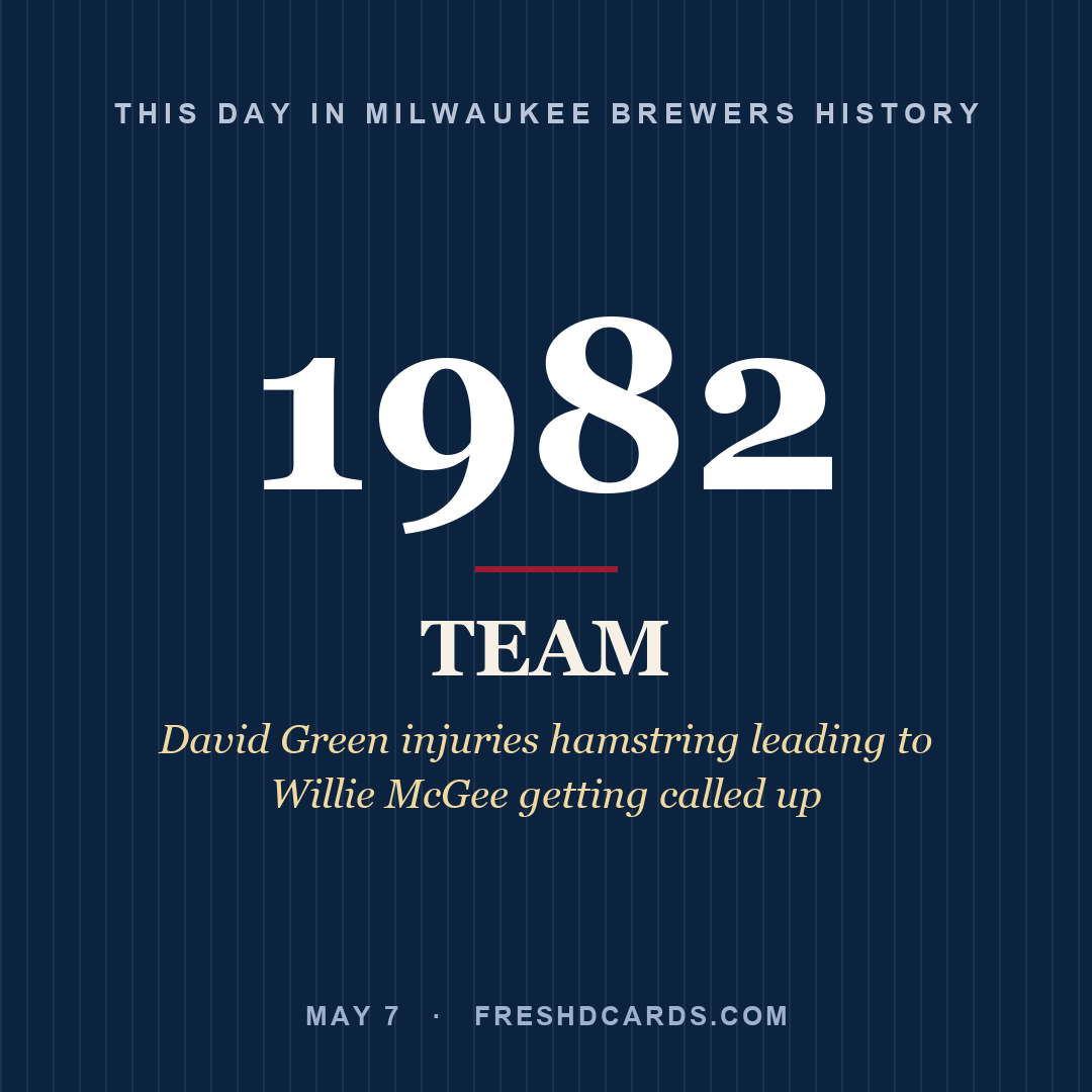 Milwaukee Brewers: Milwaukee Brewers, 1982, David Green injuries hamstring leading to Willie McGee getting called up