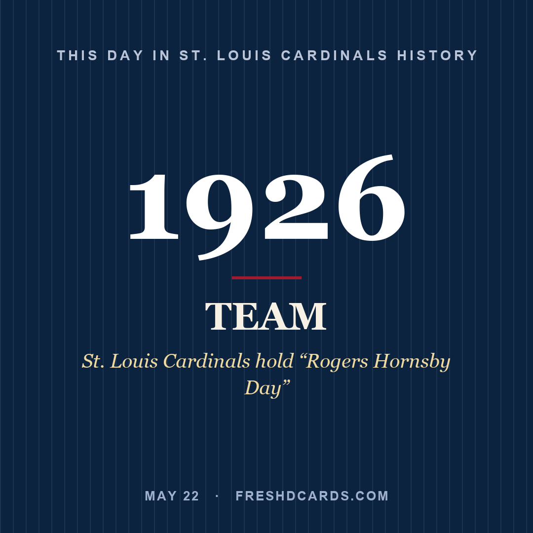 St. Louis Cardinals: St. Louis Cardinals, 1926, St. Louis Cardinals hold “Rogers Hornsby Day”