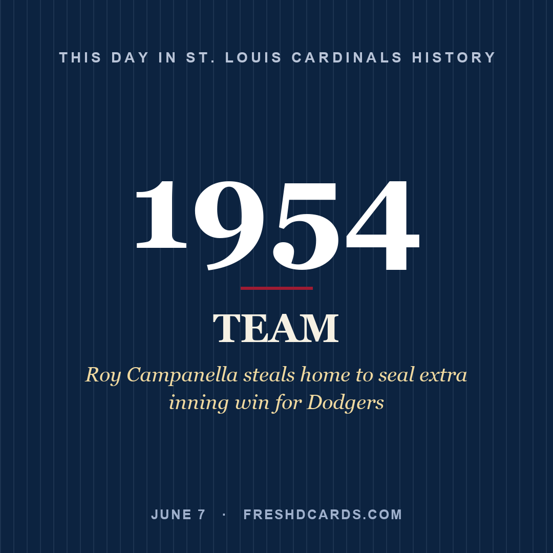 St. Louis Cardinals: St. Louis Cardinals, 1954, Roy Campanella steals home to seal extra inning win for Dodgers