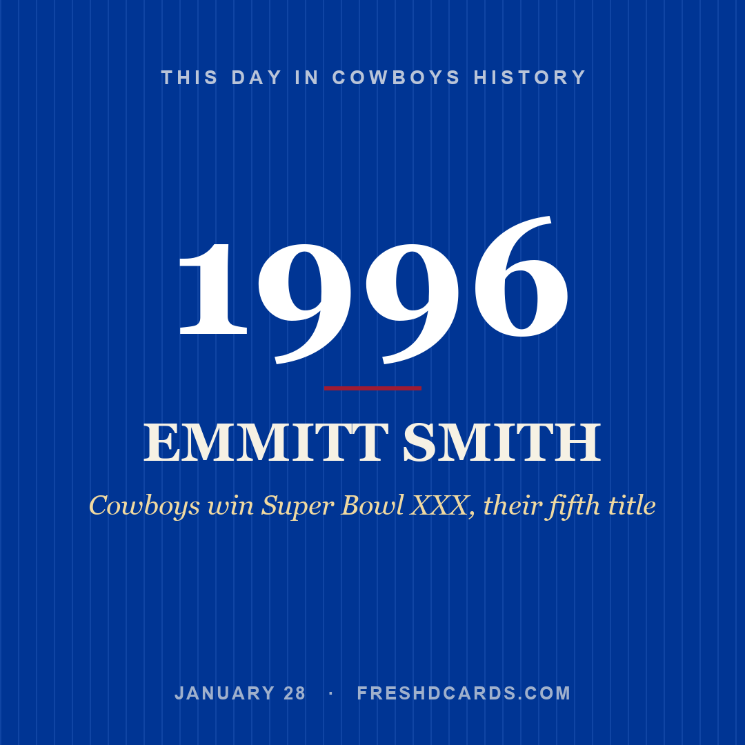 Cowboys: Emmitt Smith, 1996, Cowboys win Super Bowl XXX, their fifth title