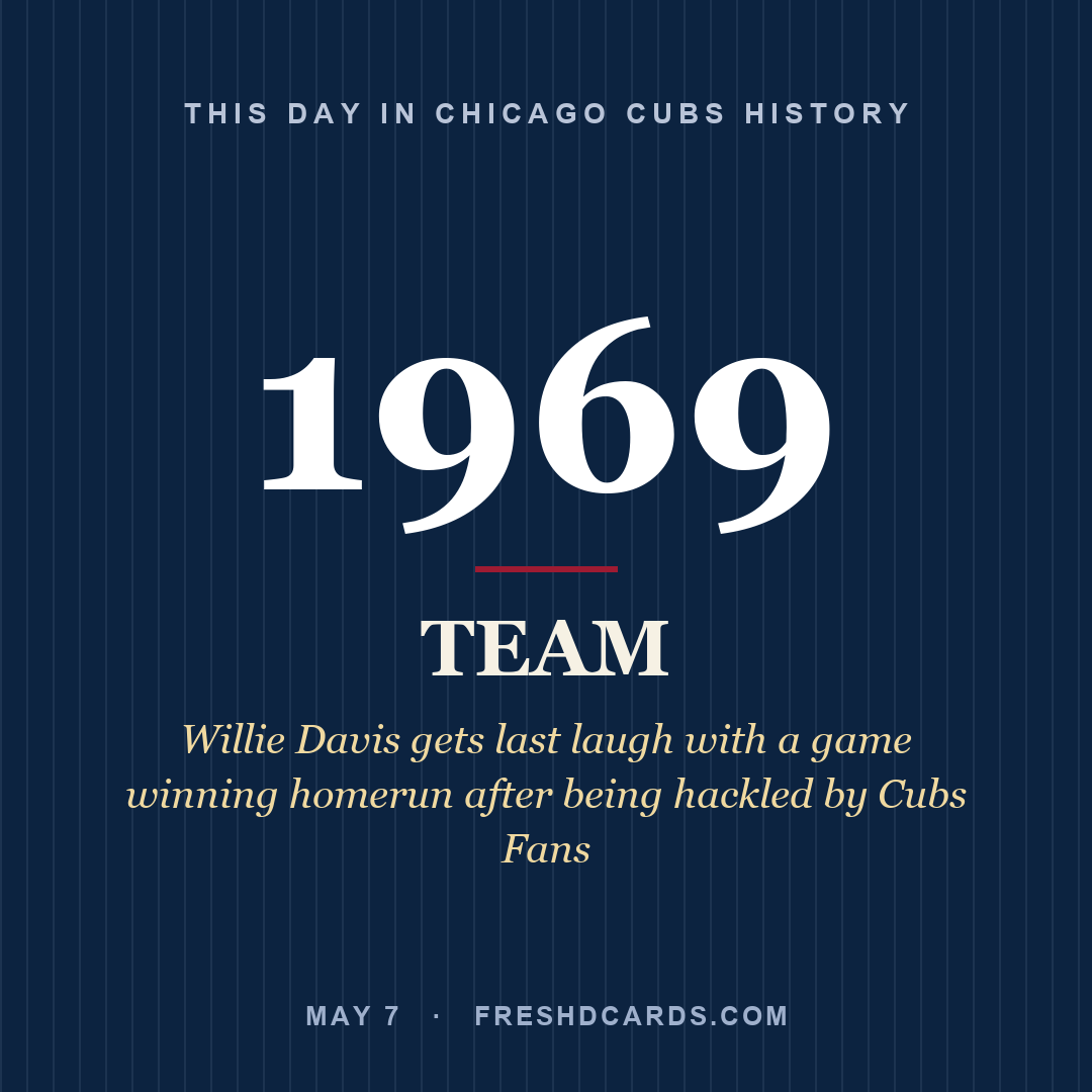 Chicago Cubs: Chicago Cubs, 1969, Willie Davis gets last laugh with a game winning homerun after being hackled by Cubs Fans