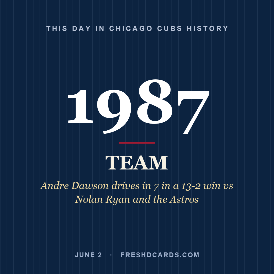 Chicago Cubs: Chicago Cubs, 1987, Andre Dawson drives in 7 in a 13-2 win vs Nolan Ryan and the Astros