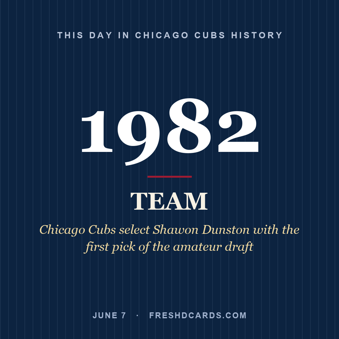 Chicago Cubs: Chicago Cubs, 1982, Chicago Cubs select Shawon Dunston with the first pick of the amateur draft