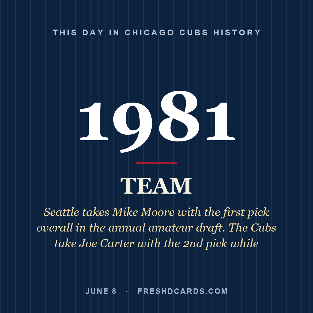 Chicago Cubs: Chicago Cubs, 1981, Seattle takes Mike Moore with the first pick overall in the annual amateur draft. The Cubs take Joe Carter with the 2nd pick while