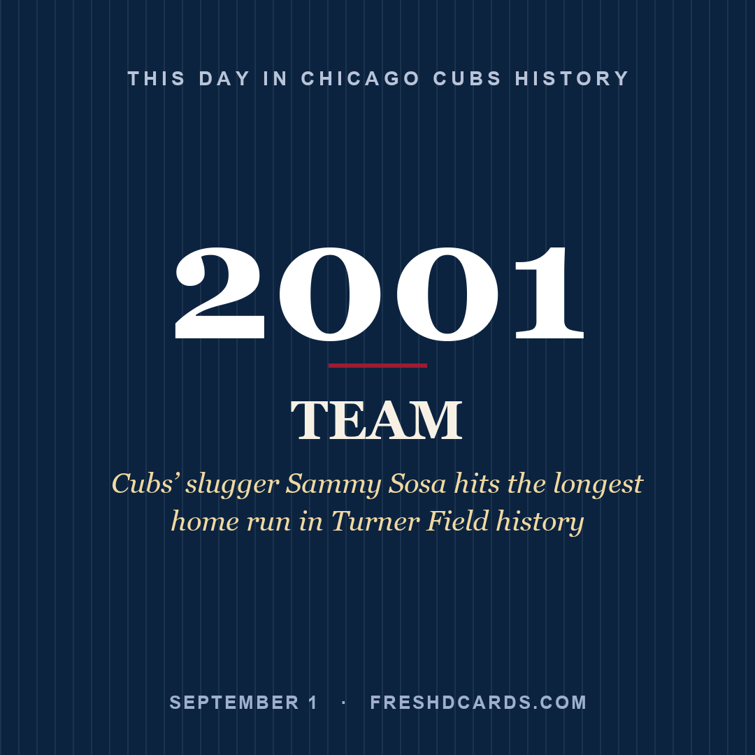 Chicago Cubs: Chicago Cubs, 2001, Cubs’ slugger Sammy Sosa hits the longest home run in Turner Field history