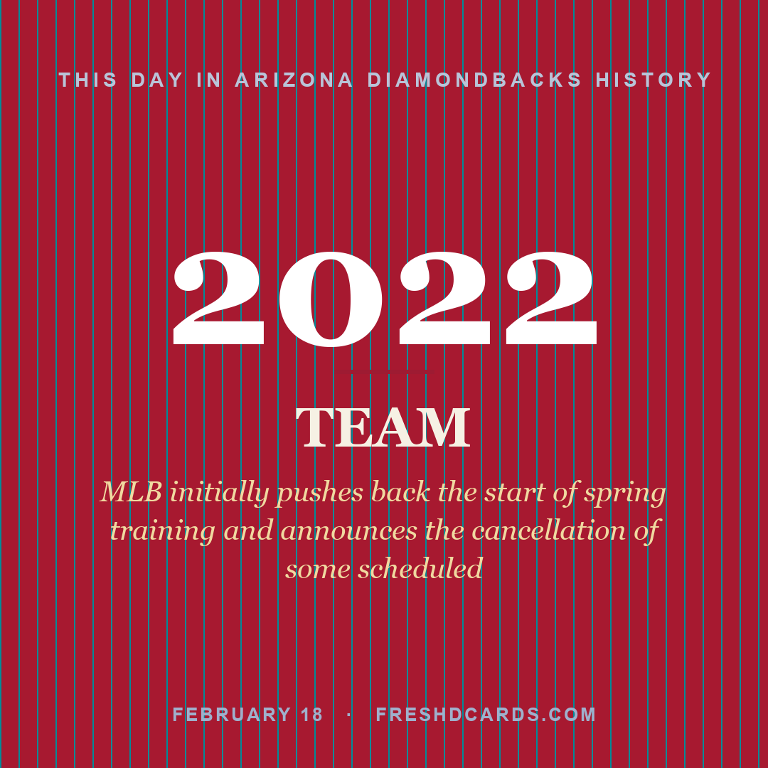 Arizona Diamondbacks: Arizona Diamondbacks, 2022, MLB initially pushes back the start of spring training and announces the cancellation of some scheduled