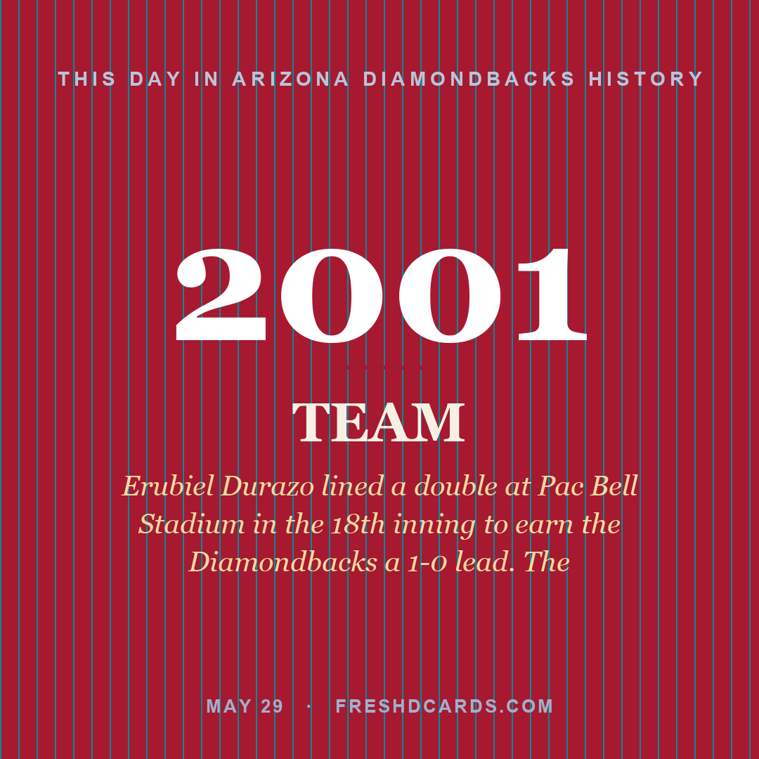 Arizona Diamondbacks: Arizona Diamondbacks, 2001, Erubiel Durazo lined a double at Pac Bell Stadium in the 18th inning to earn the Diamondbacks a 1-0 lead. The