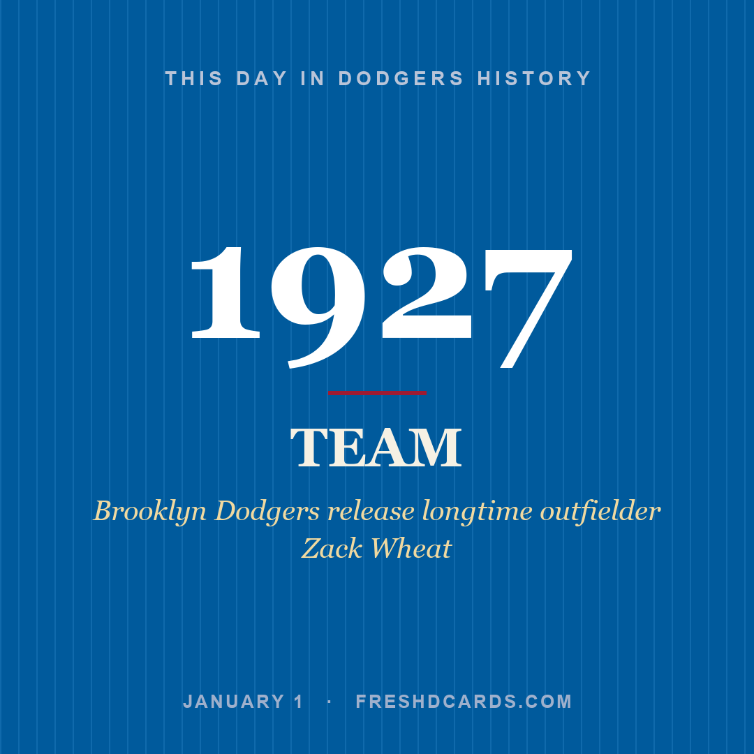 Dodgers: Dodgers, 1927, Brooklyn Dodgers release longtime outfielder Zack Wheat