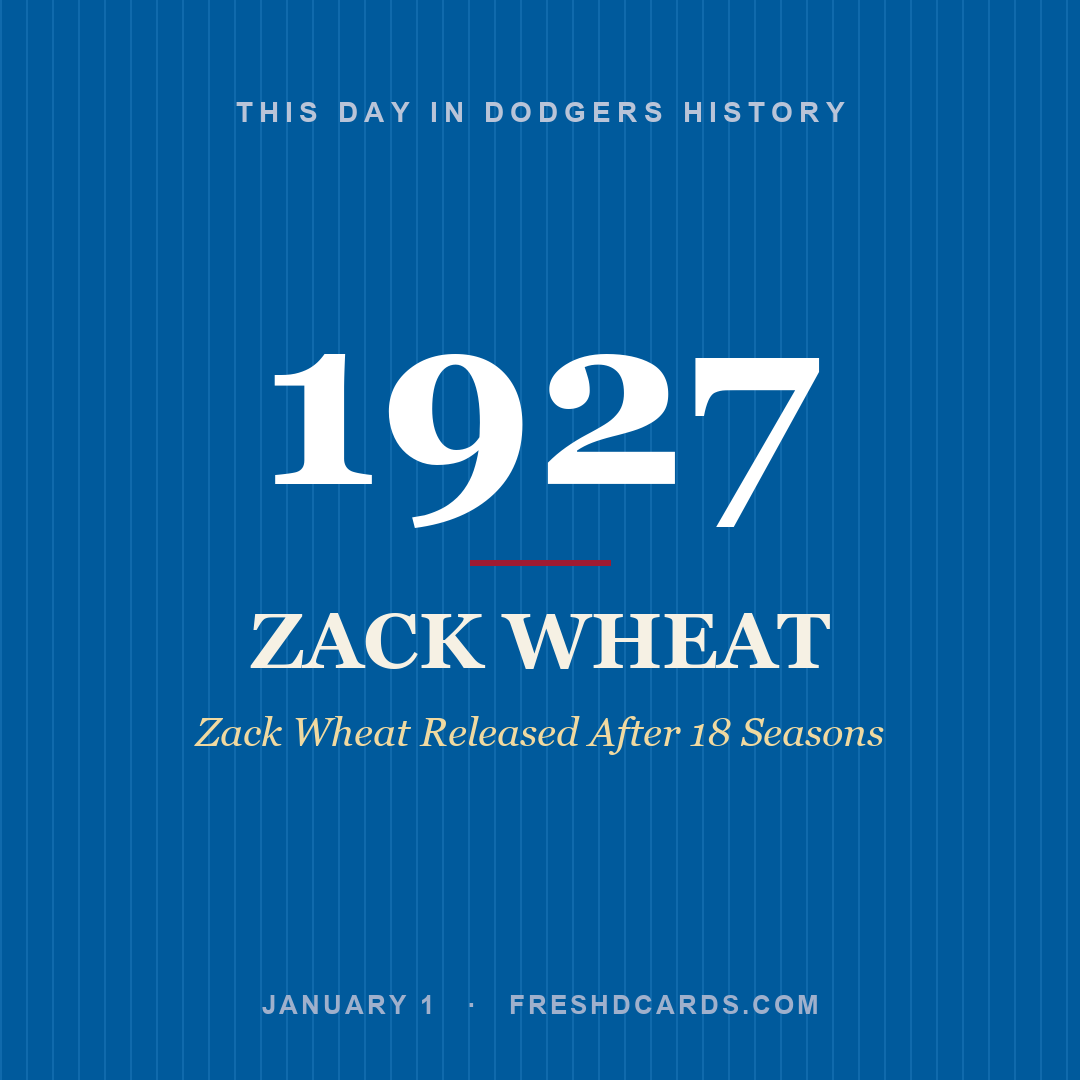 Dodgers: Zack Wheat, 1927, Zack Wheat Released After 18 Seasons