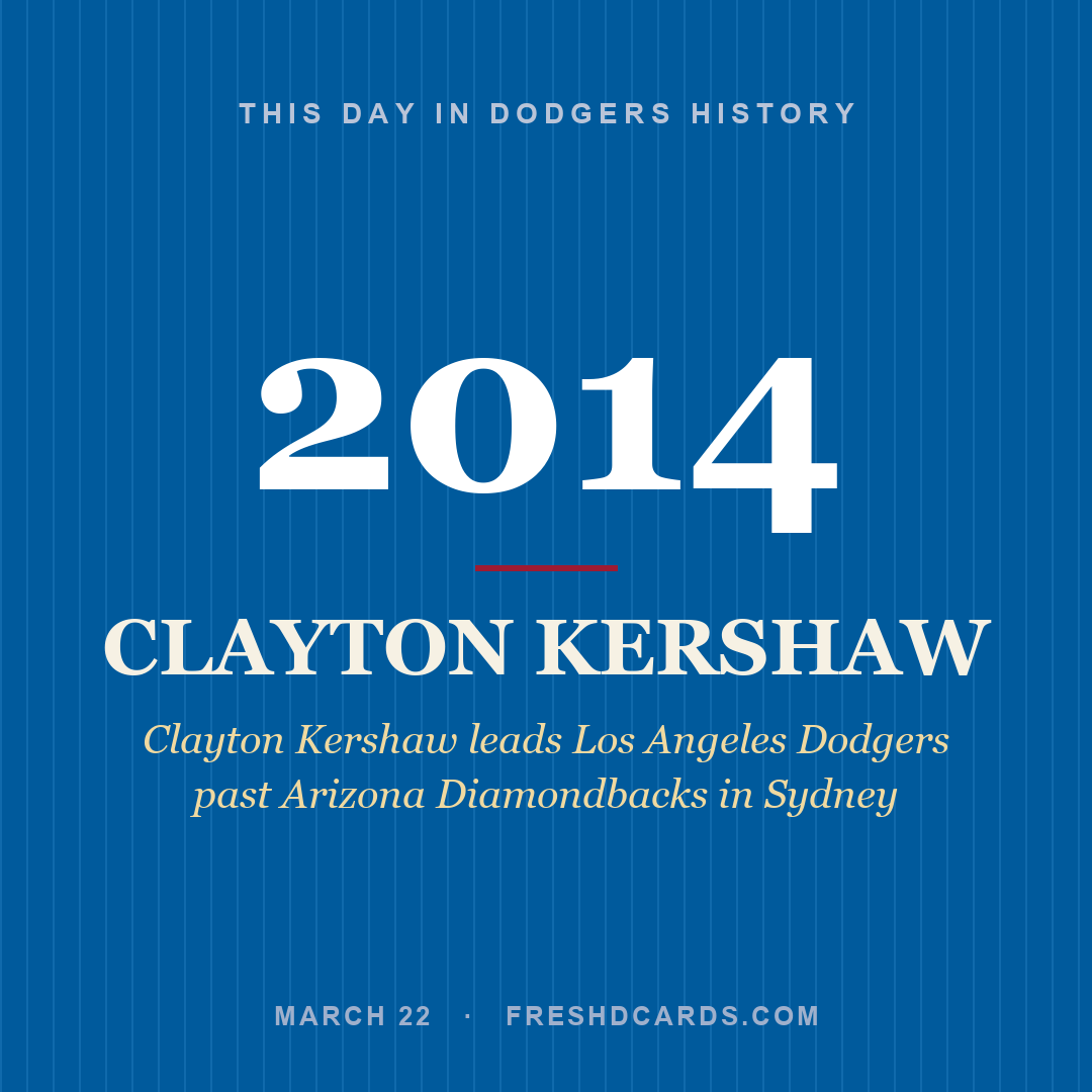 Dodgers: Clayton Kershaw, 2014, Clayton Kershaw leads Los Angeles Dodgers past Arizona Diamondbacks in Sydney