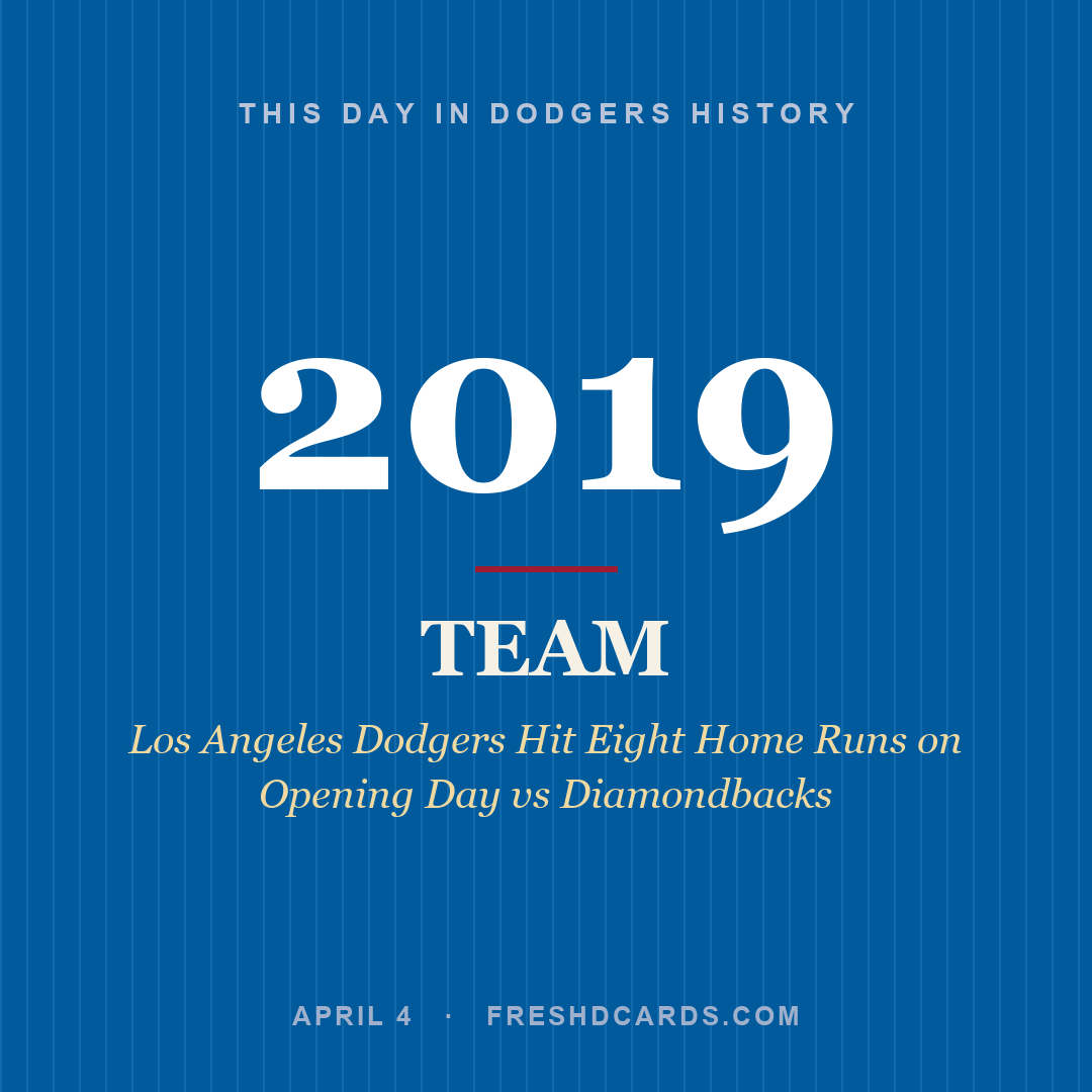 Dodgers: Dodgers, 2019, Los Angeles Dodgers Hit Eight Home Runs on Opening Day vs Diamondbacks