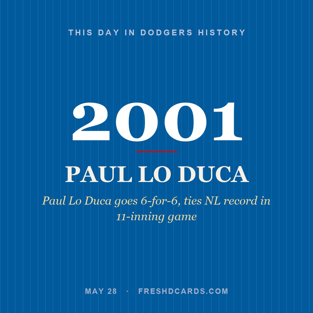 Dodgers: Paul Lo Duca, 2001, Paul Lo Duca goes 6-for-6, ties NL record in 11-inning game