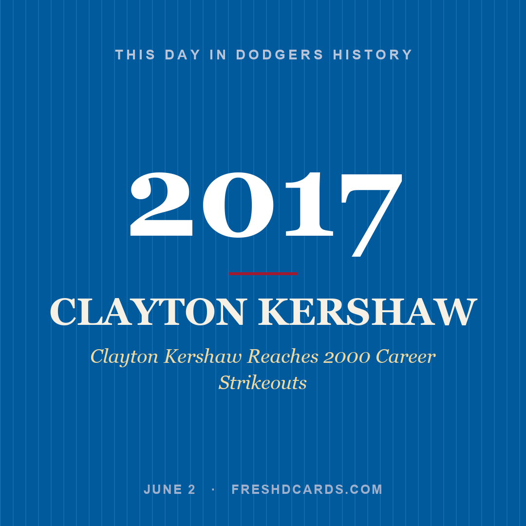 Dodgers: Clayton Kershaw, 2017, Clayton Kershaw Reaches 2000 Career Strikeouts