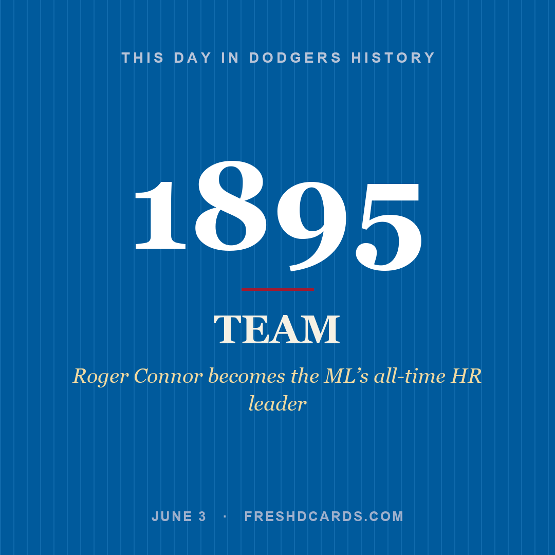 Dodgers: Dodgers, 1895, Roger Connor becomes the ML’s all-time HR leader