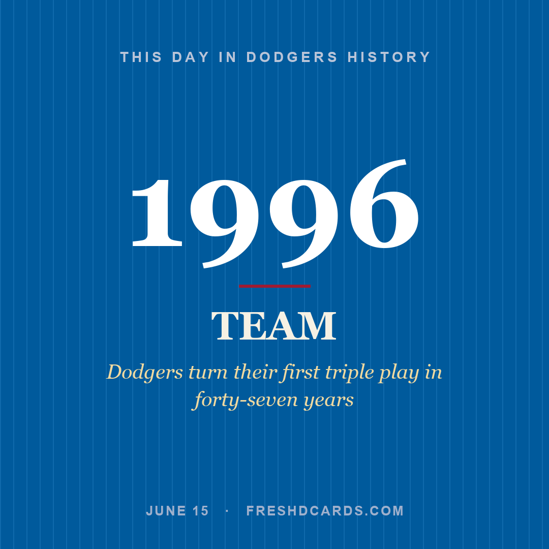 Dodgers: Dodgers, 1996, Dodgers turn their first triple play in forty-seven years