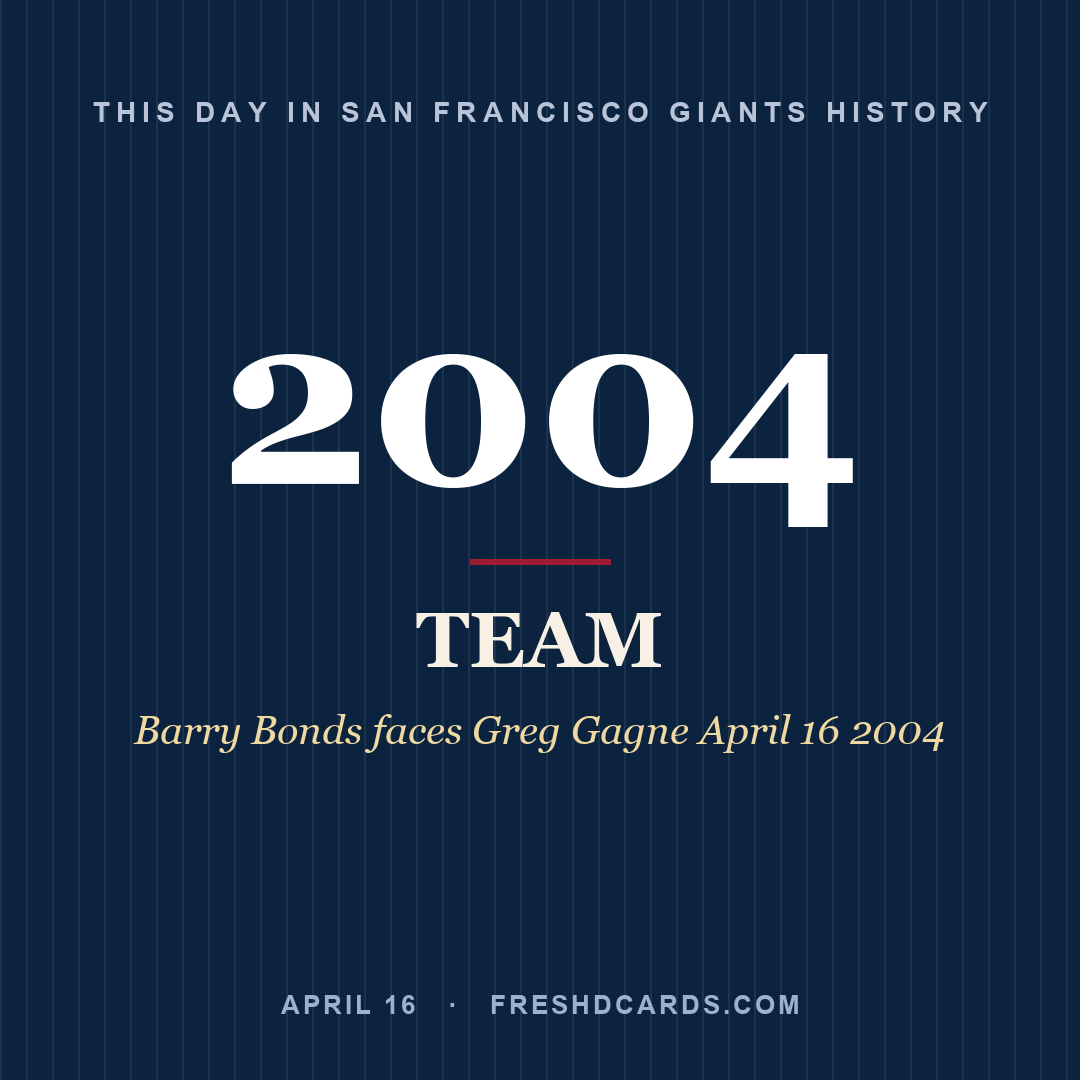 San Francisco Giants: San Francisco Giants, 2004, Barry Bonds faces Greg Gagne April 16 2004