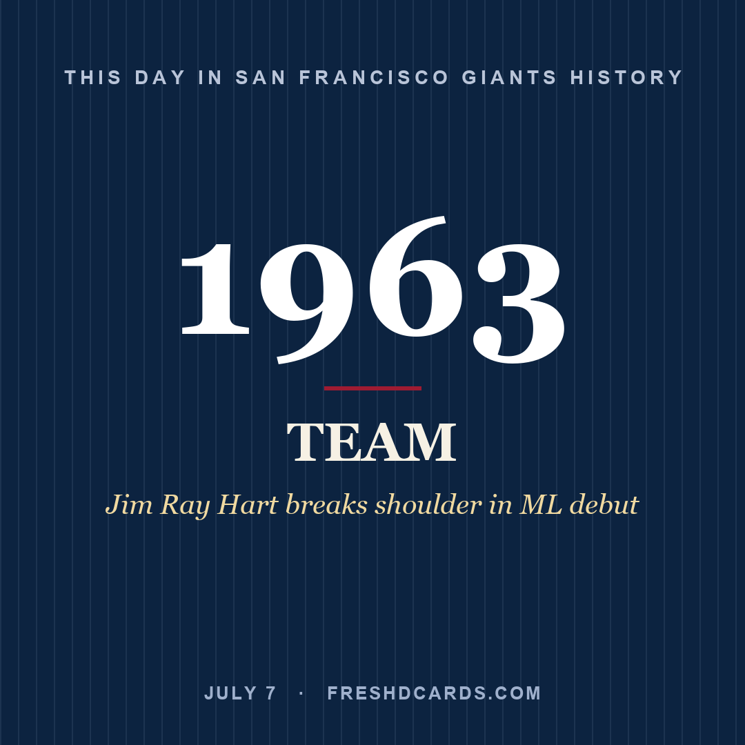 San Francisco Giants: San Francisco Giants, 1963, Jim Ray Hart breaks shoulder in ML debut