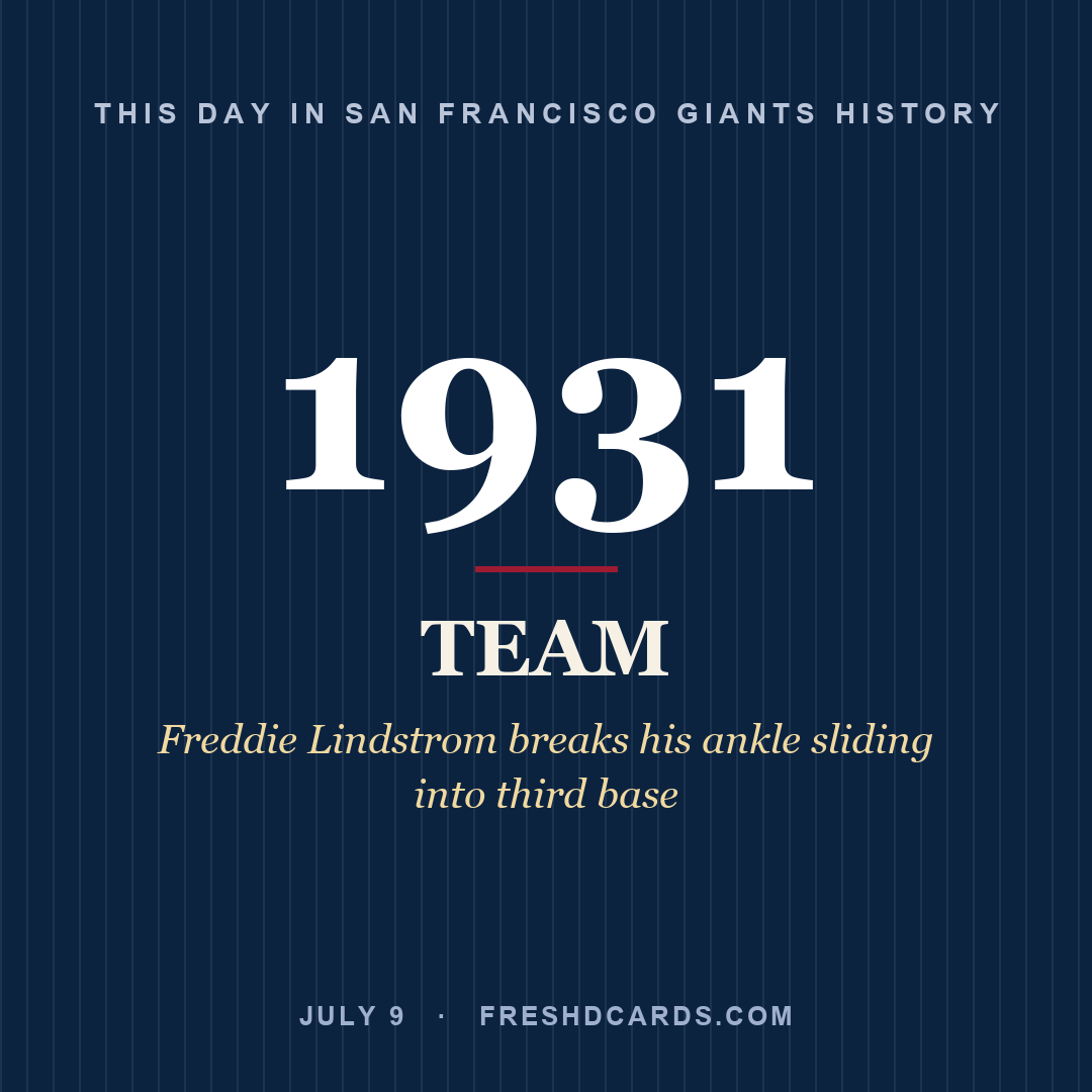 San Francisco Giants: San Francisco Giants, 1931, Freddie Lindstrom breaks his ankle sliding into third base