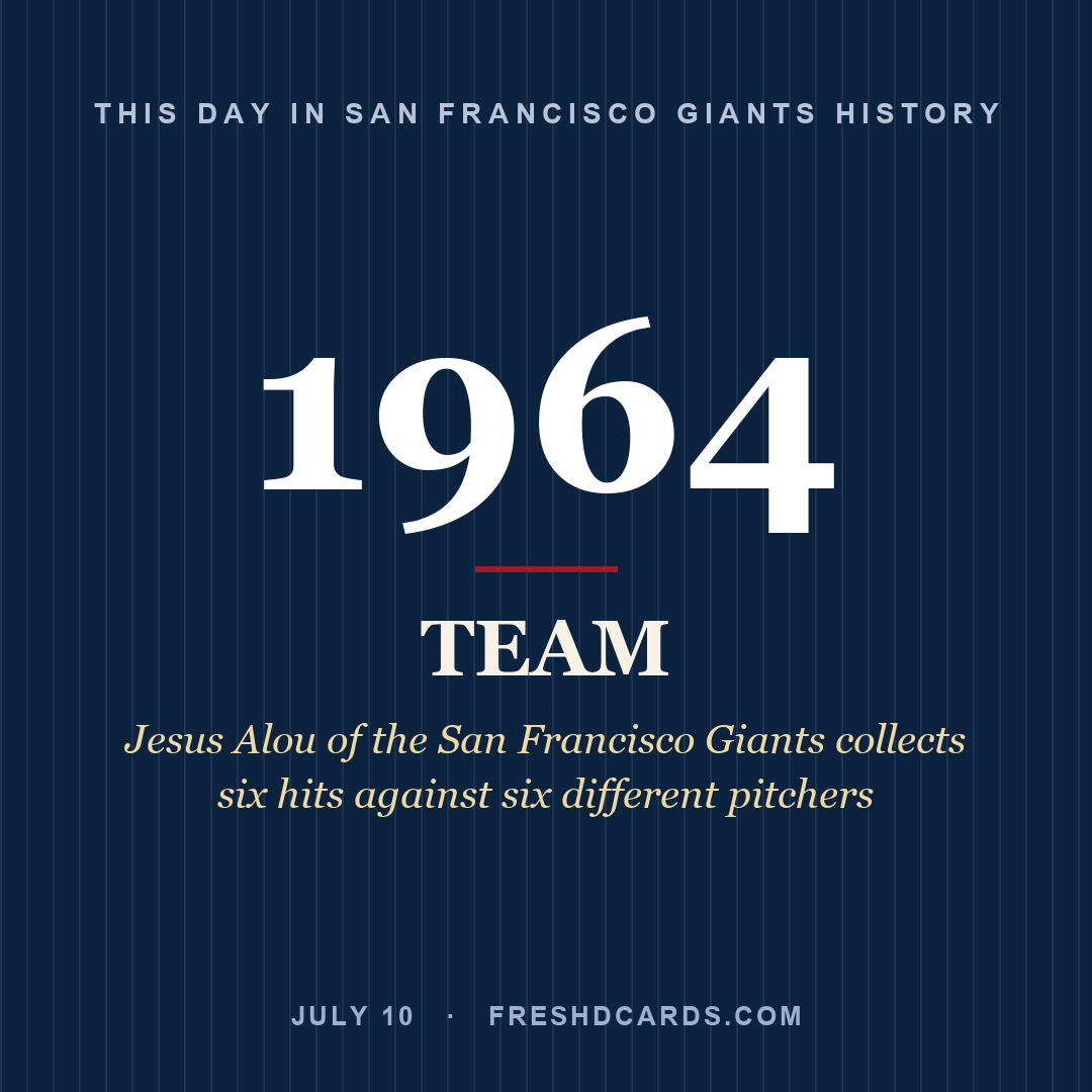 San Francisco Giants: San Francisco Giants, 1964, Jesus Alou of the San Francisco Giants collects six hits against six different pitchers