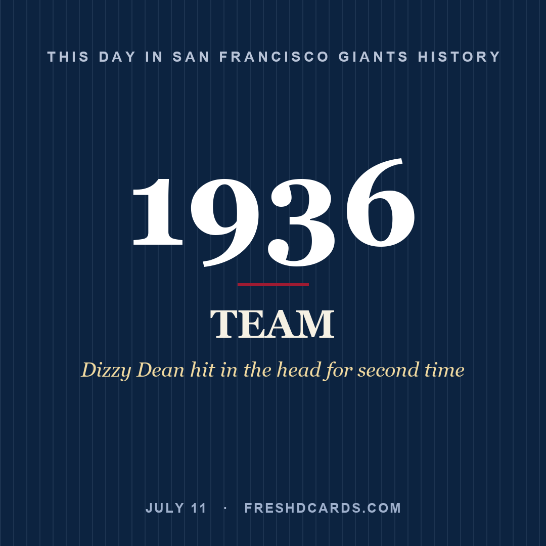 San Francisco Giants: San Francisco Giants, 1936, Dizzy Dean hit in the head for second time