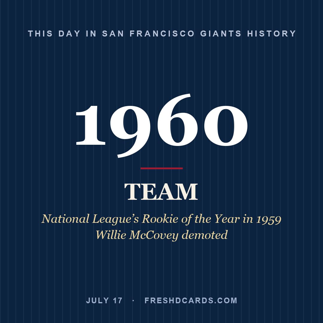 San Francisco Giants: San Francisco Giants, 1960, National League’s Rookie of the Year in 1959 Willie McCovey demoted