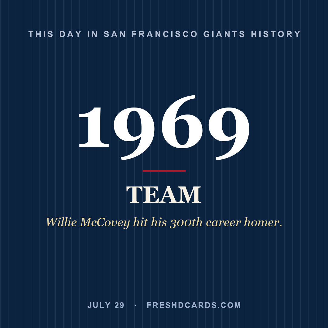 San Francisco Giants: San Francisco Giants, 1969, Willie McCovey hit his 300th career homer.