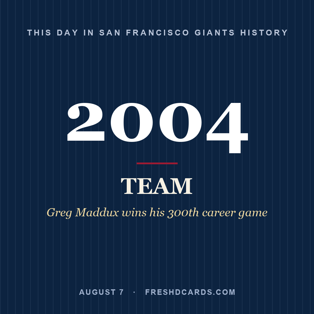 San Francisco Giants: San Francisco Giants, 2004, Greg Maddux wins his 300th career game