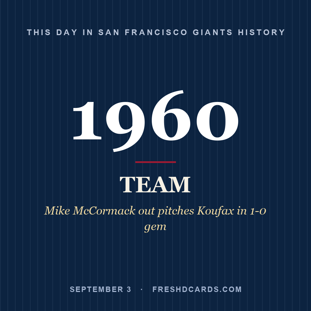 San Francisco Giants: San Francisco Giants, 1960, Mike McCormack out pitches Koufax in 1-0 gem