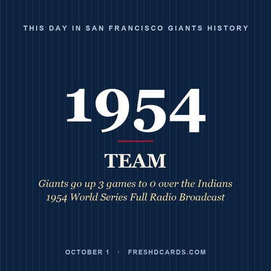 San Francisco Giants: San Francisco Giants, 1954, Giants go up 3 games to 0 over the Indians 1954 World Series Full Radio Broadcast