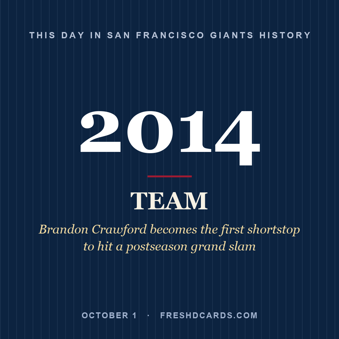 San Francisco Giants: San Francisco Giants, 2014, Brandon Crawford becomes the first shortstop to hit a postseason grand slam