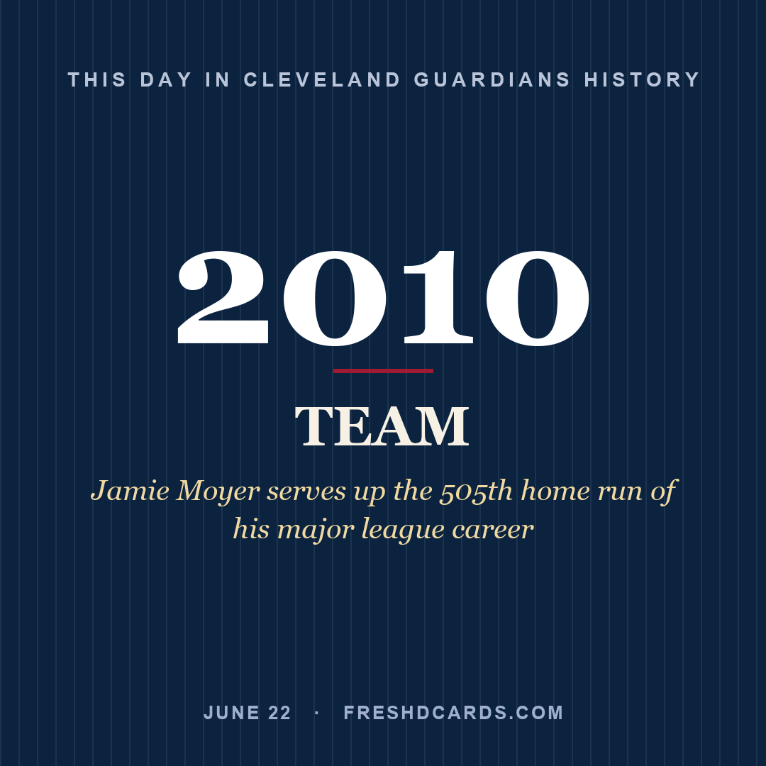 Cleveland Guardians: Cleveland Guardians, 2010, Jamie Moyer serves up the 505th home run of his major league career