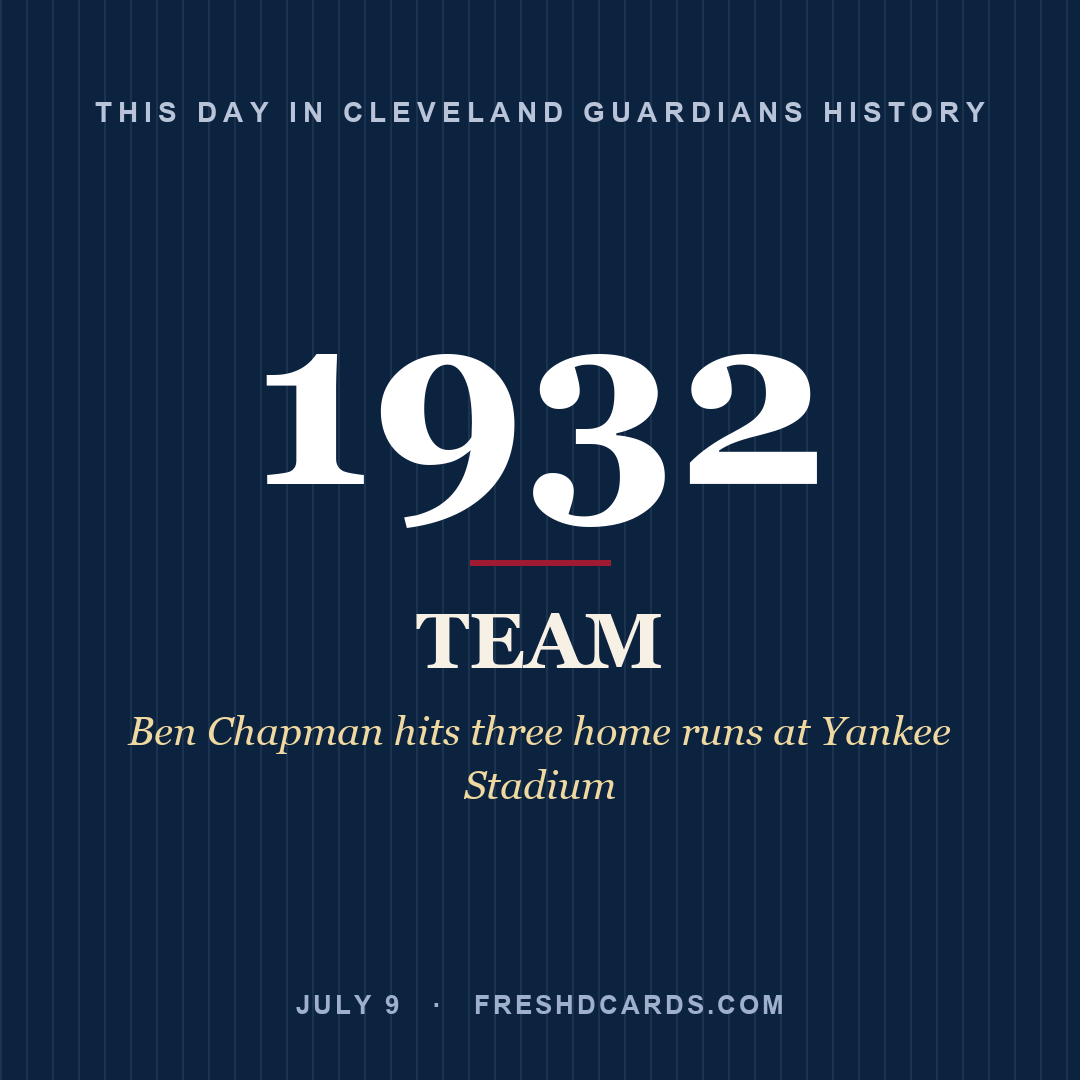 Cleveland Guardians: Cleveland Guardians, 1932, Ben Chapman hits three home runs at Yankee Stadium