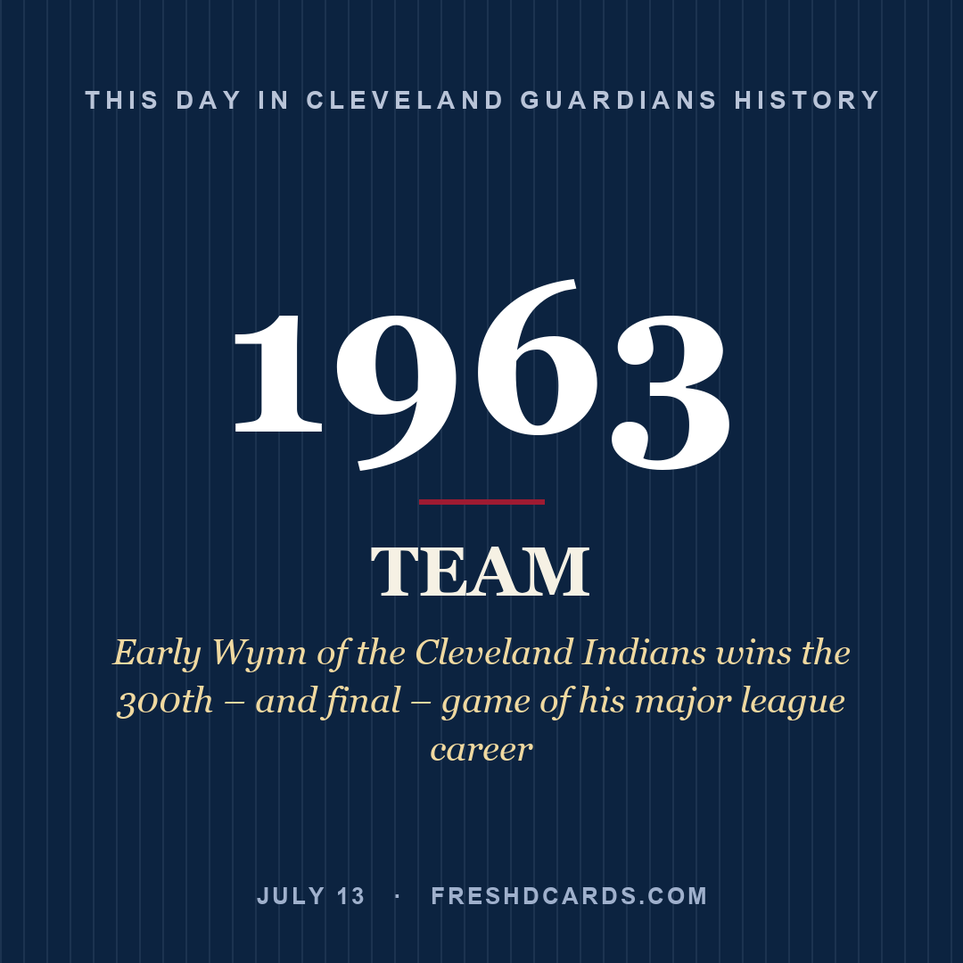 Cleveland Guardians: Cleveland Guardians, 1963, Early Wynn of the Cleveland Indians wins the 300th – and final – game of his major league career