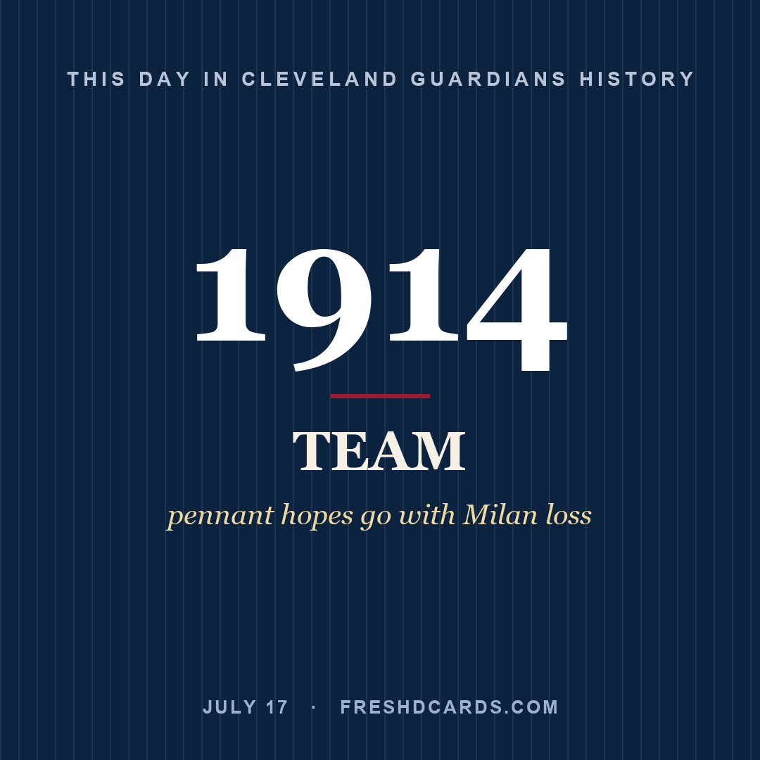 Cleveland Guardians: Cleveland Guardians, 1914, pennant hopes go with Milan loss