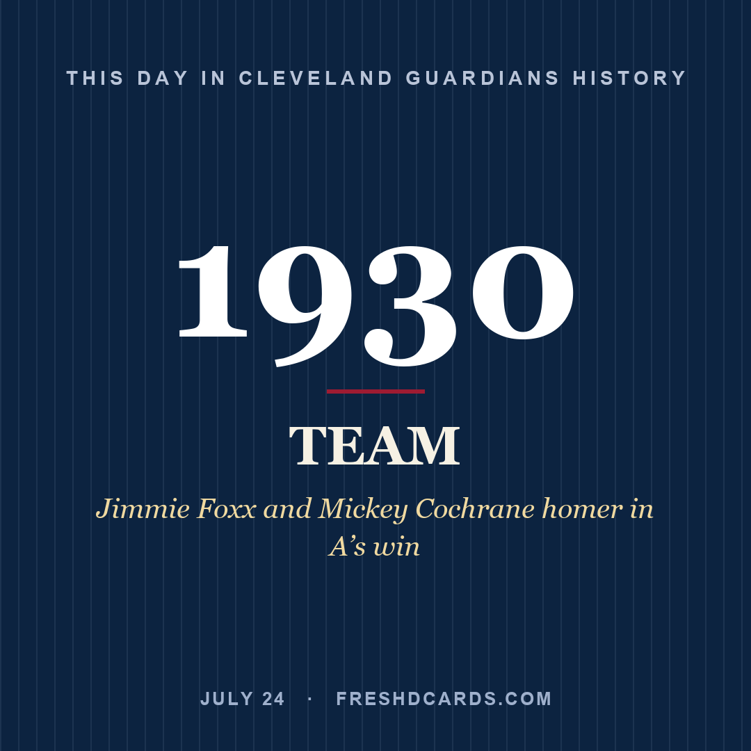 Cleveland Guardians: Cleveland Guardians, 1930, Jimmie Foxx and Mickey Cochrane homer in A’s win