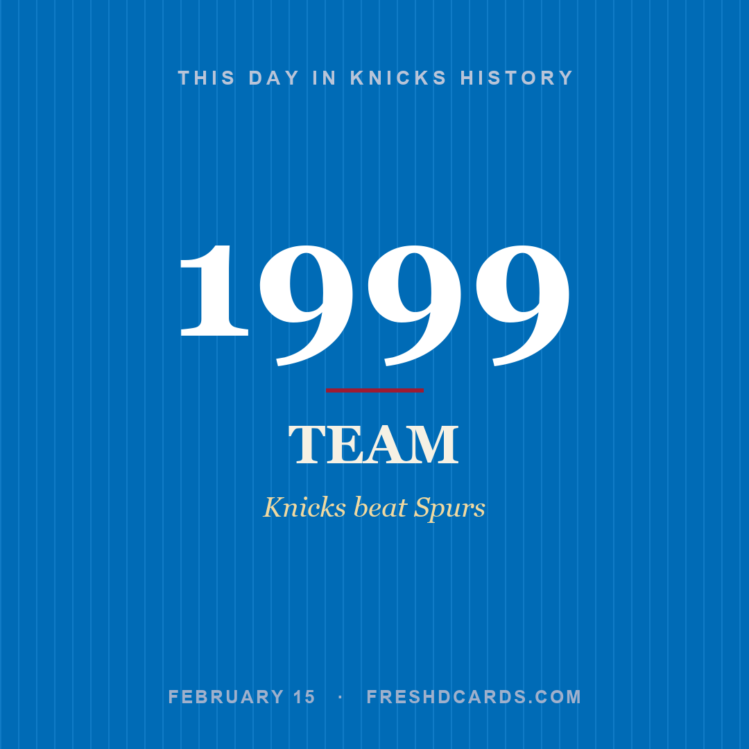 Knicks: Knicks, 1999, Knicks beat Spurs