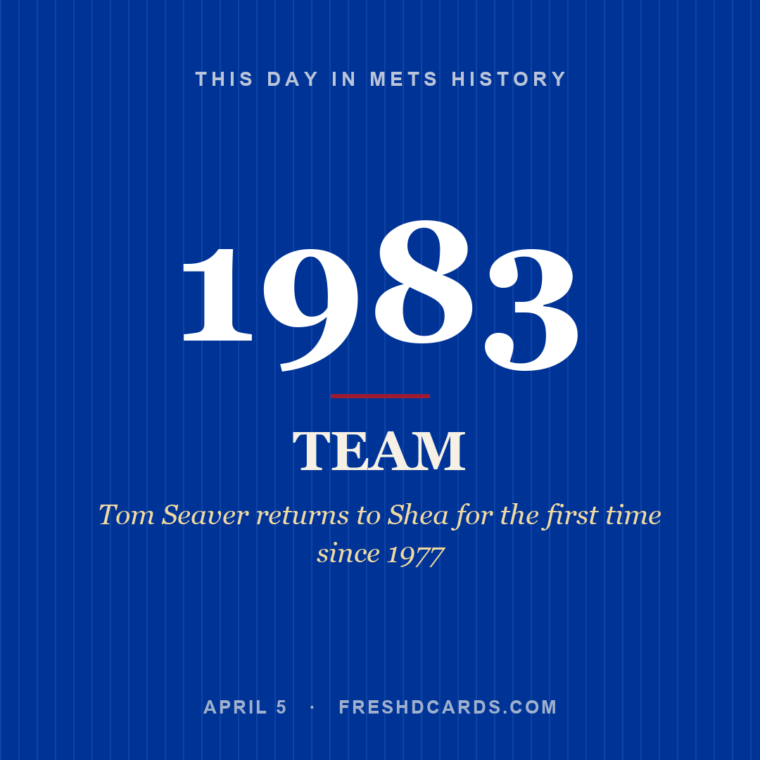Mets: Mets, 1983, Tom Seaver returns to Shea for the first time since 1977