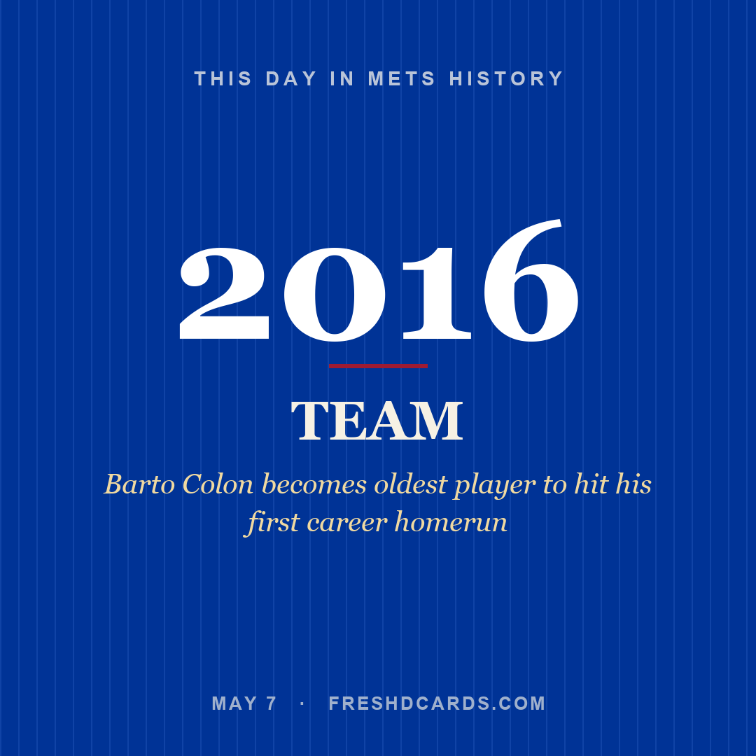 Mets: Mets, 2016, Barto Colon becomes oldest player to hit his first career homerun