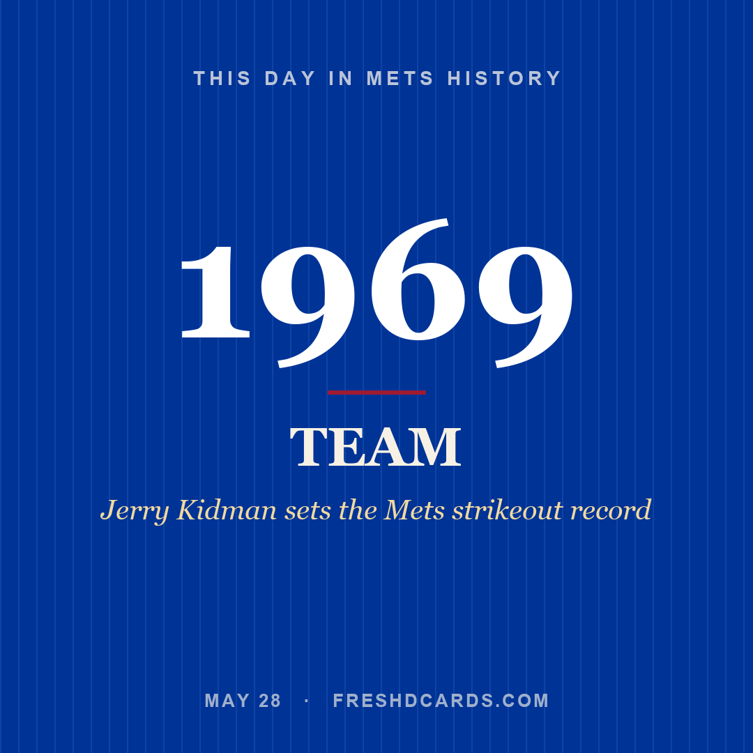 Mets: Mets, 1969, Jerry Kidman sets the Mets strikeout record