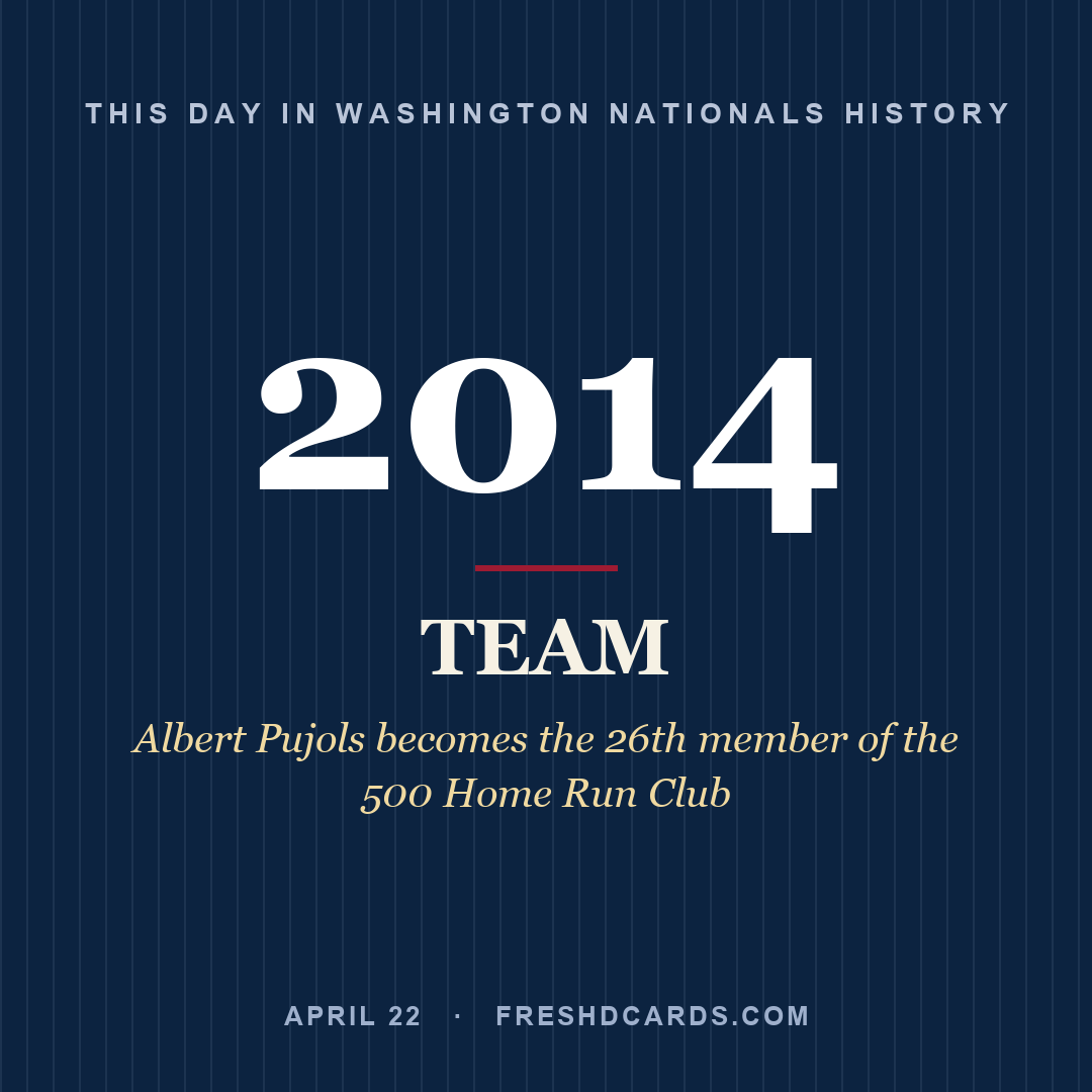 Washington Nationals: Washington Nationals, 2014, Albert Pujols becomes the 26th member of the 500 Home Run Club