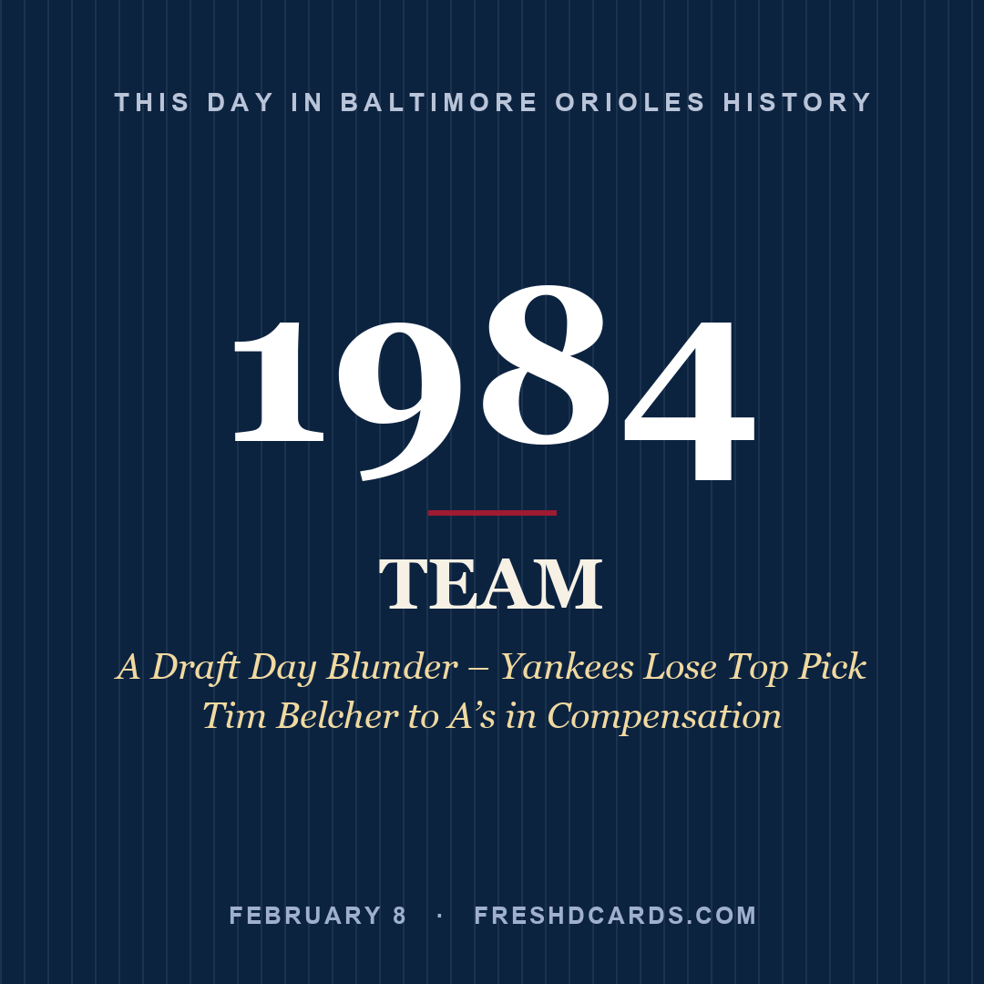 Baltimore Orioles: Baltimore Orioles, 1984, A Draft Day Blunder – Yankees Lose Top Pick Tim Belcher to A’s in Compensation