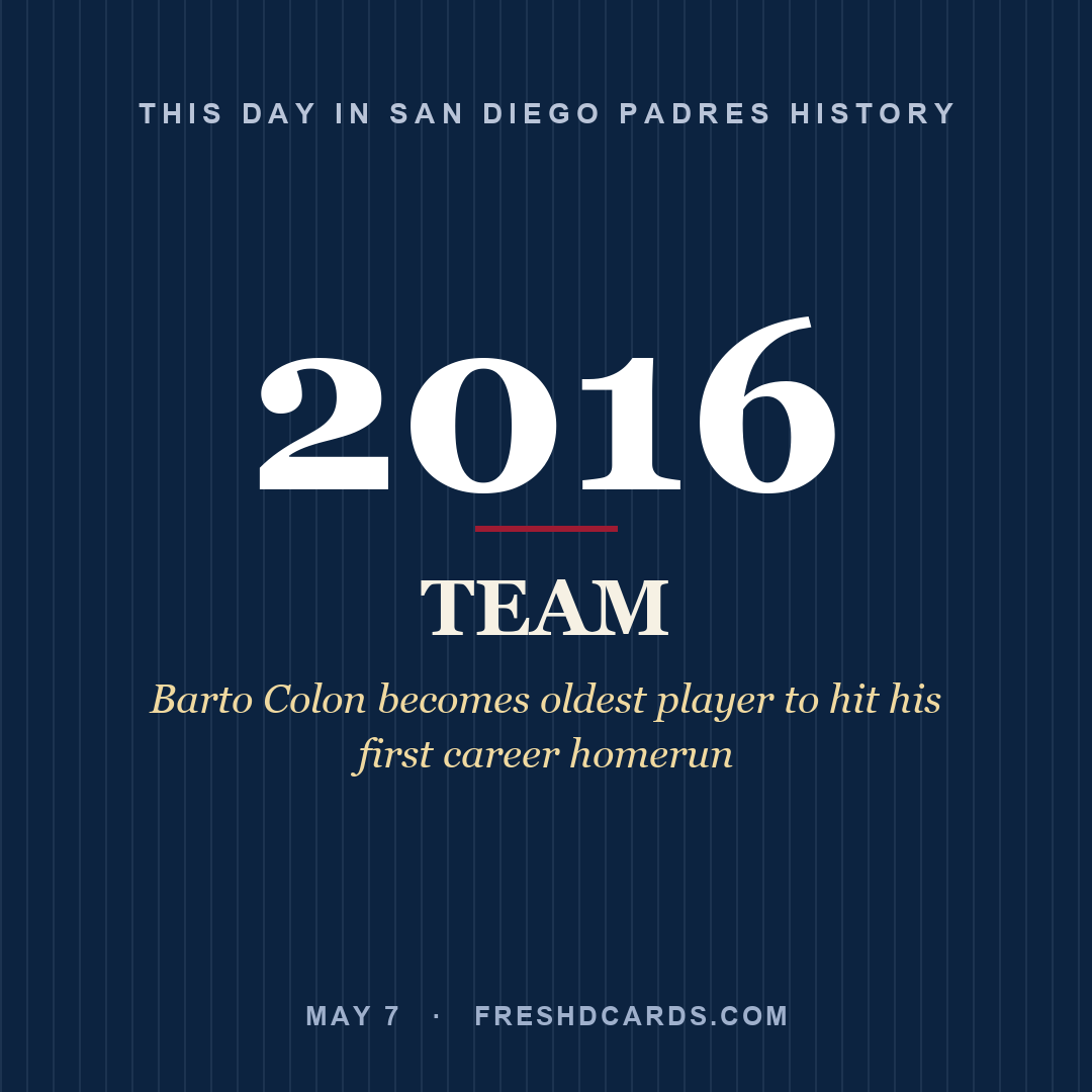 San Diego Padres: San Diego Padres, 2016, Barto Colon becomes oldest player to hit his first career homerun