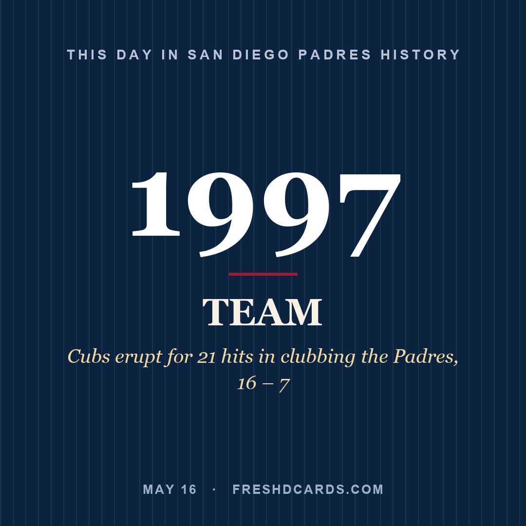San Diego Padres: San Diego Padres, 1997, Cubs erupt for 21 hits in clubbing the Padres, 16 – 7
