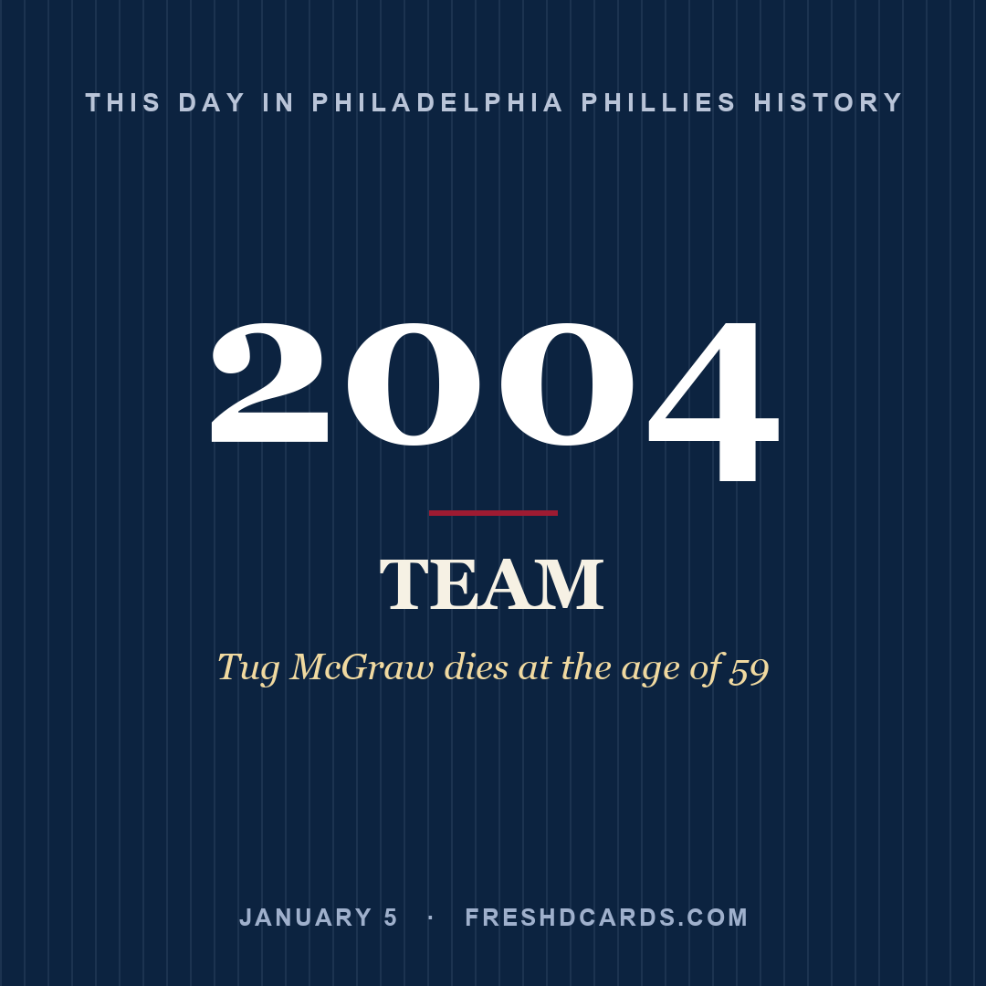 Philadelphia Phillies: Philadelphia Phillies, 2004, Tug McGraw dies at the age of 59