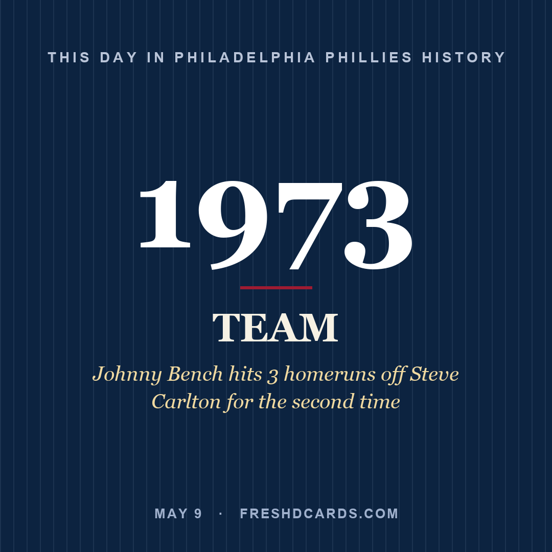 Philadelphia Phillies: Philadelphia Phillies, 1973, Johnny Bench hits 3 homeruns off Steve Carlton for the second time
