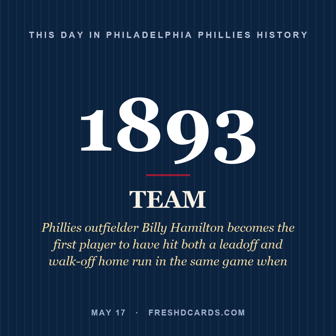 Philadelphia Phillies: Philadelphia Phillies, 1893, Phillies outfielder Billy Hamilton becomes the first player to have hit both a leadoff and walk-off home run in the same game when